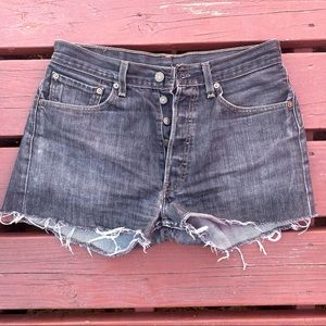 Vintage 501 Black-Wash Denim Cut-Off Shorts Sz 32